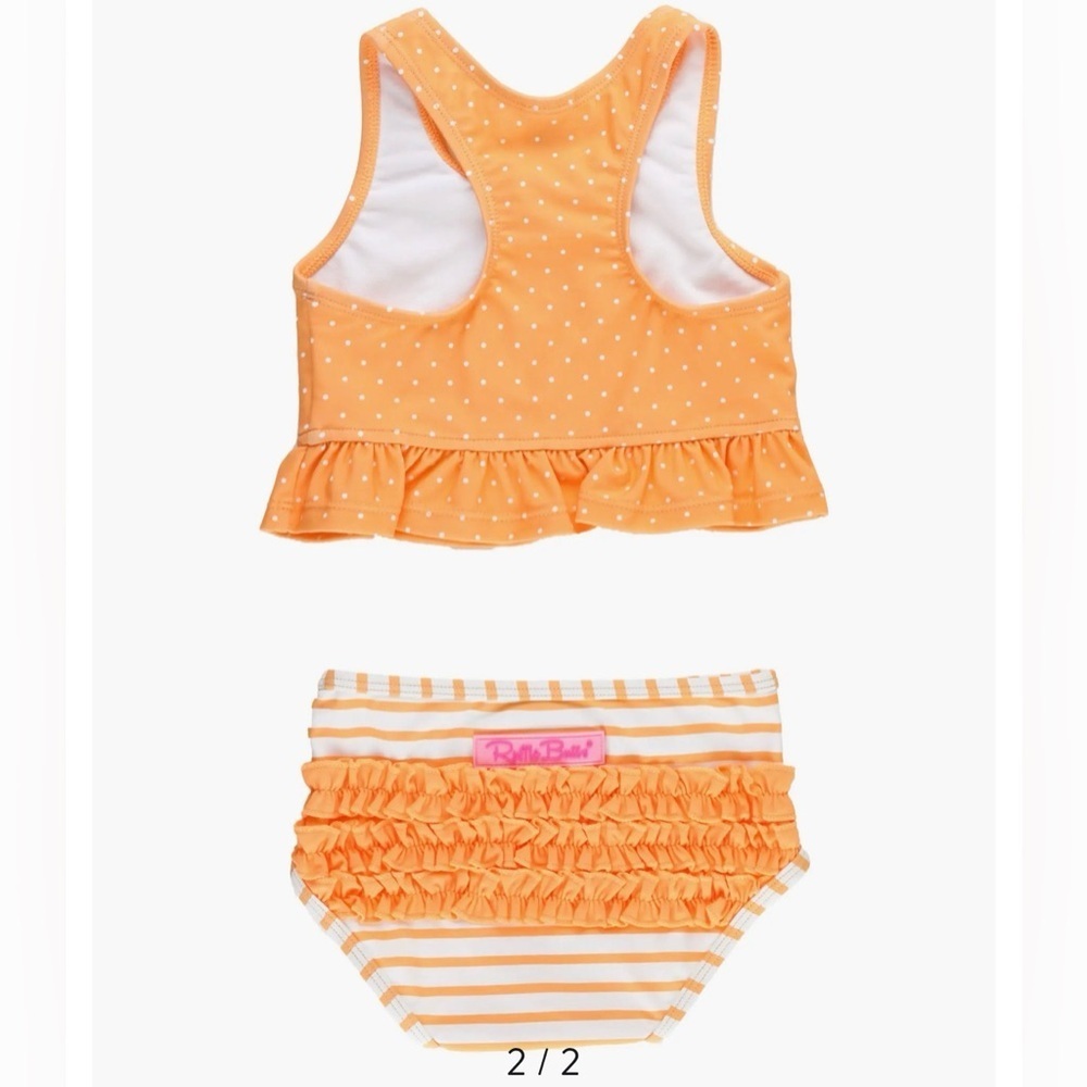 NWT Ruffle Butts Orange Polka Dot and Stripe Bikini - Picture 2 of 6
